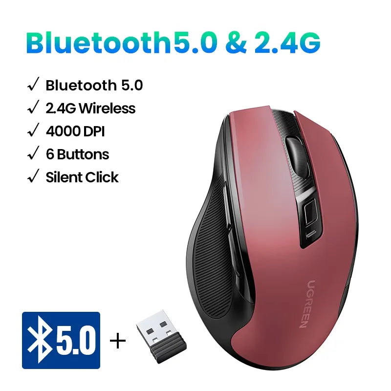 UGREEN Wireless Bluetooth Ergonomic Mouse 4000 DPI