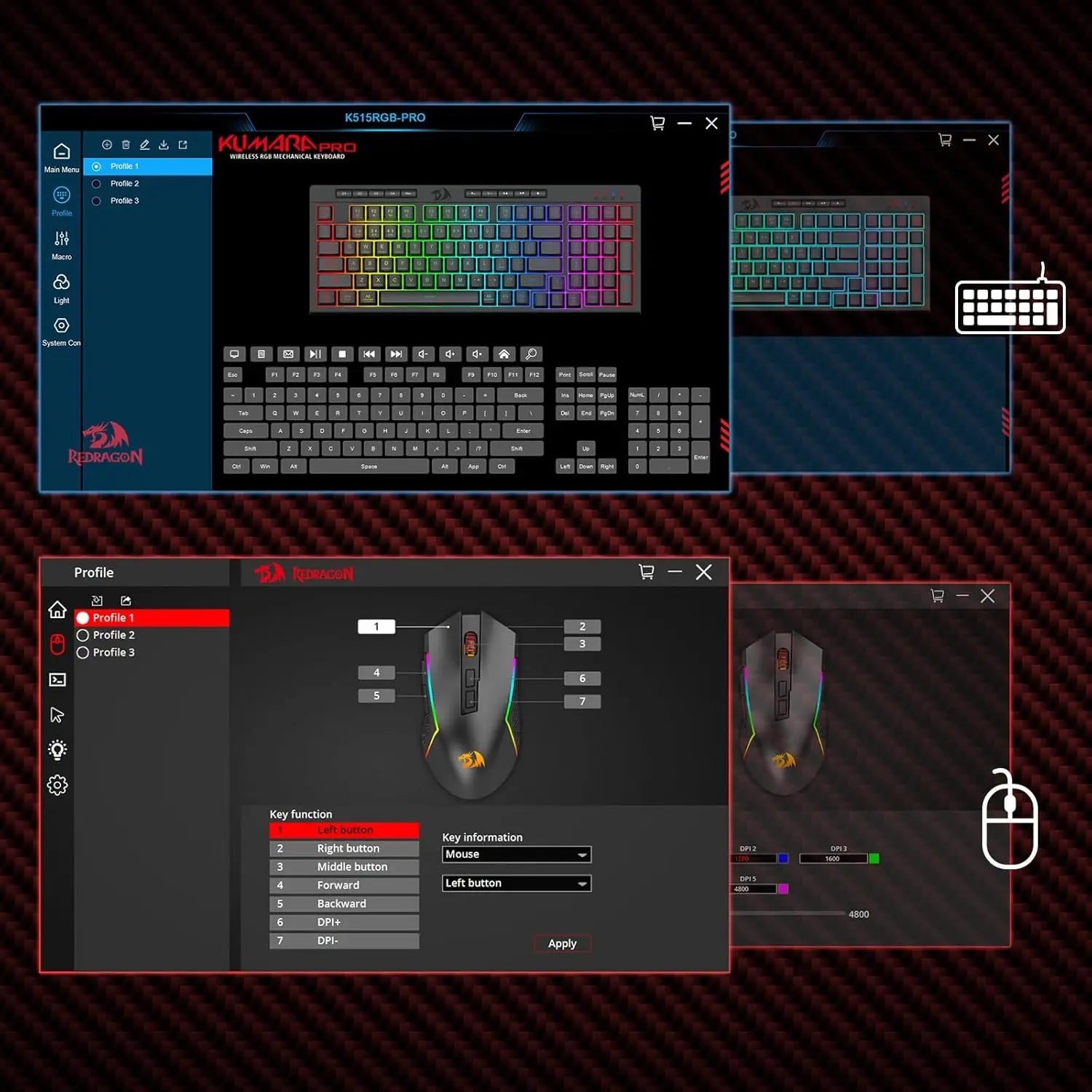 Redragon S142 Wireless RGB Gaming Keyboard and Mouse Combo