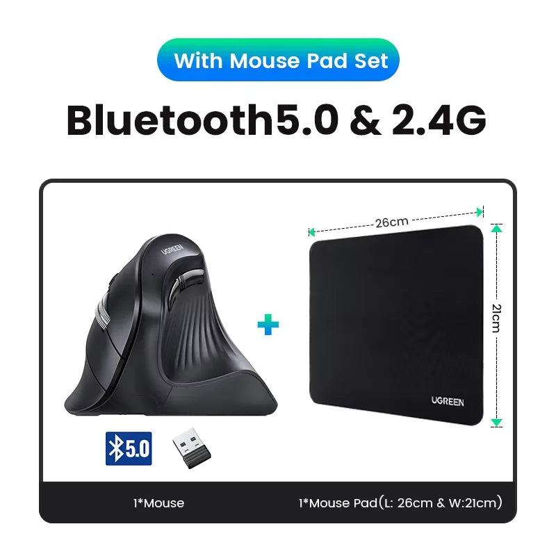 UGREEN Ergonomic Vertical Wireless Mouse