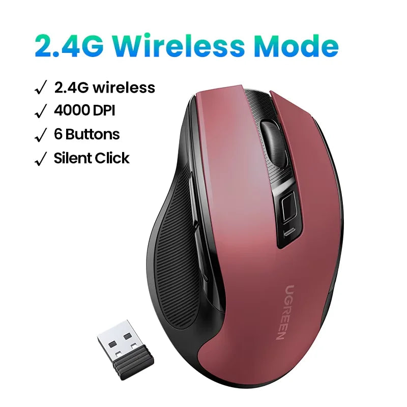 UGREEN Wireless Bluetooth Ergonomic Mouse 4000 DPI