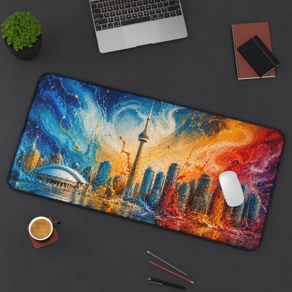 Toronto Skyline Desk Mat — Colorful CN Tower Office Mouse Pad