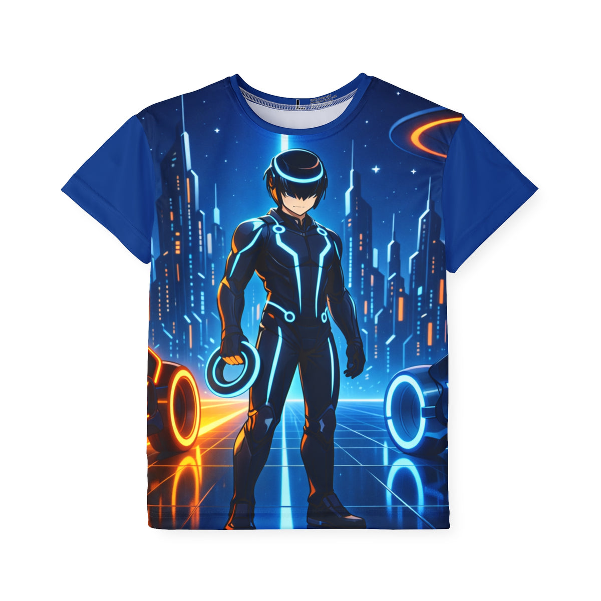 Tron Cybersuit Boy Kids Jersey, Futuristic Gamer Shirt with Tron-Inspired Cyber Graphic