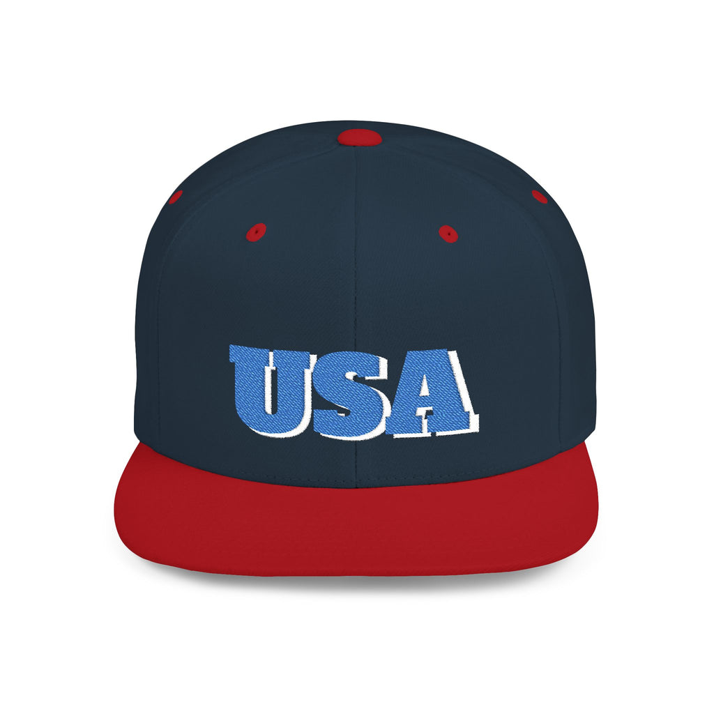 USA Flat Bill Snapback Hat | Patriotic Cap
