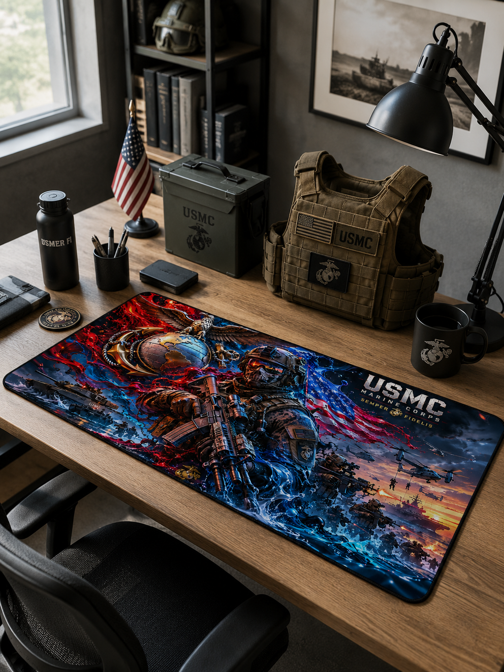 USMC Marine Corps Desk Mat — Semper Fidelis Mouse Pad