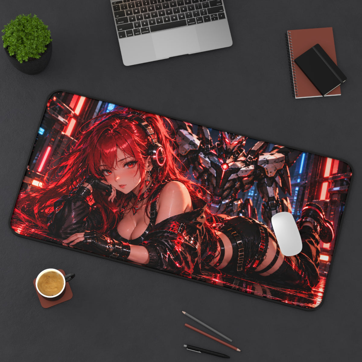 Vibrant Anime Waifu Gaming Desk Mat