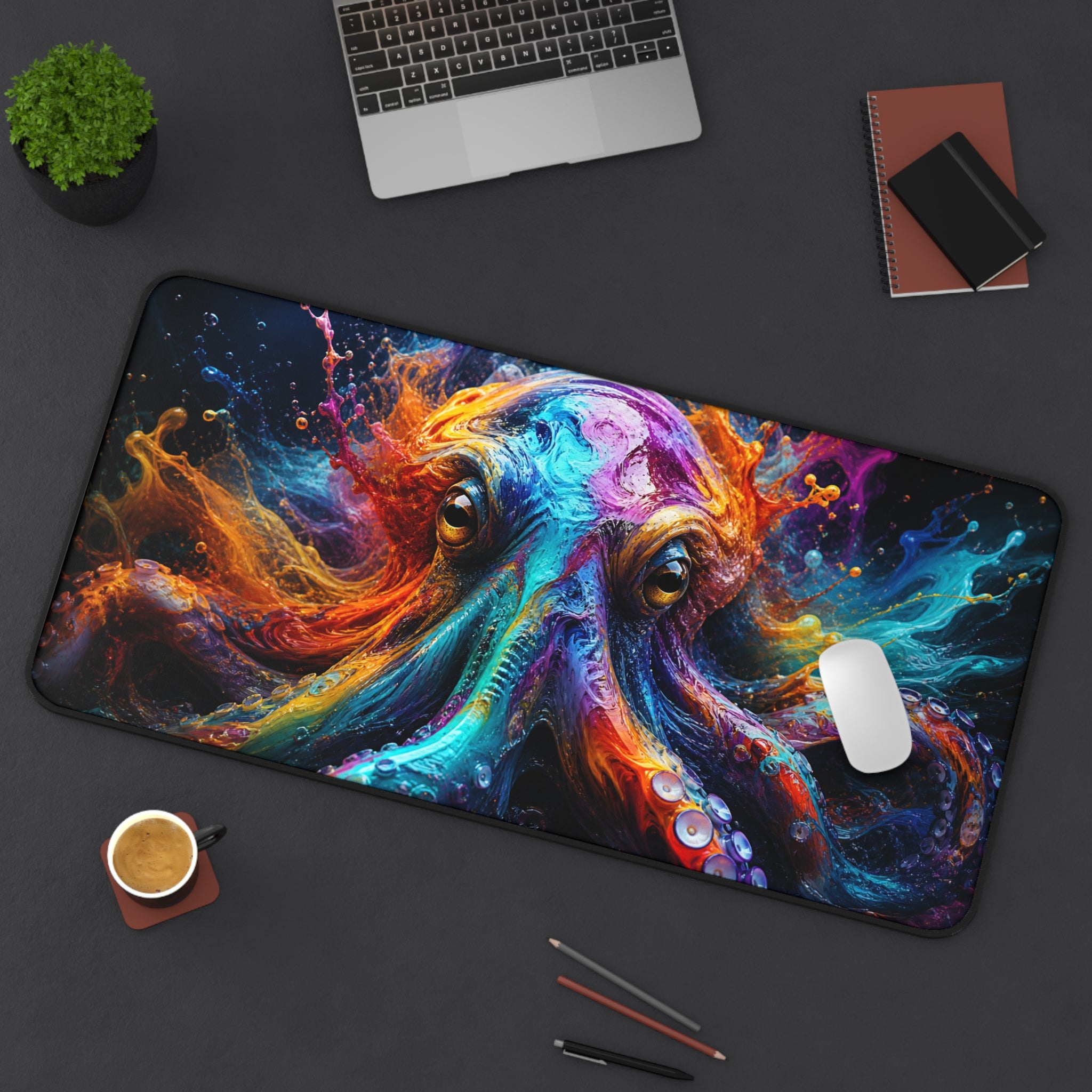 Vibrant Octopus Mouse Pad — Colorful Animal Print Desk Mat