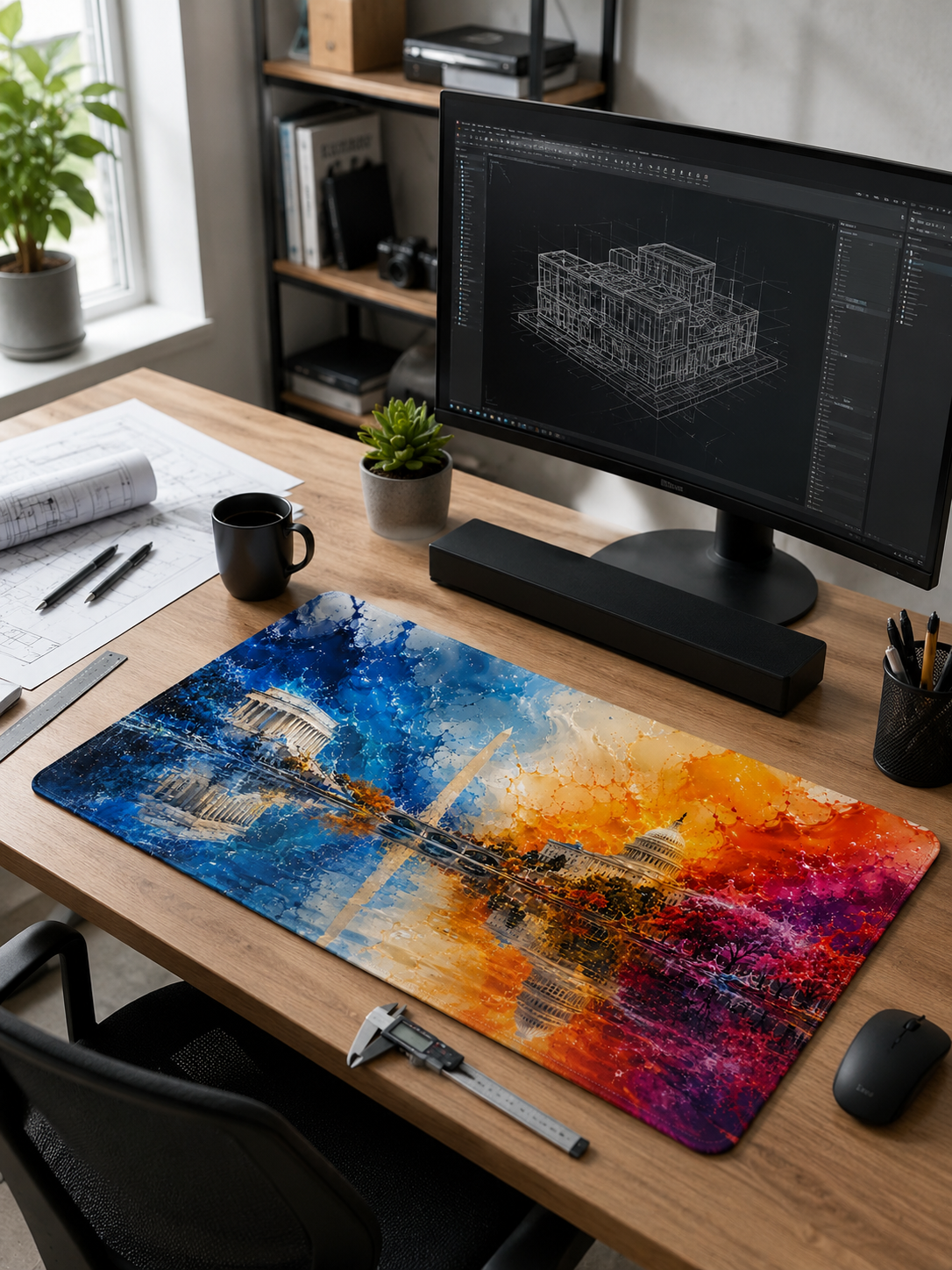 Washington D.C. Skyline Desk Mat — Colorful Capitol & Monument Mouse Pad