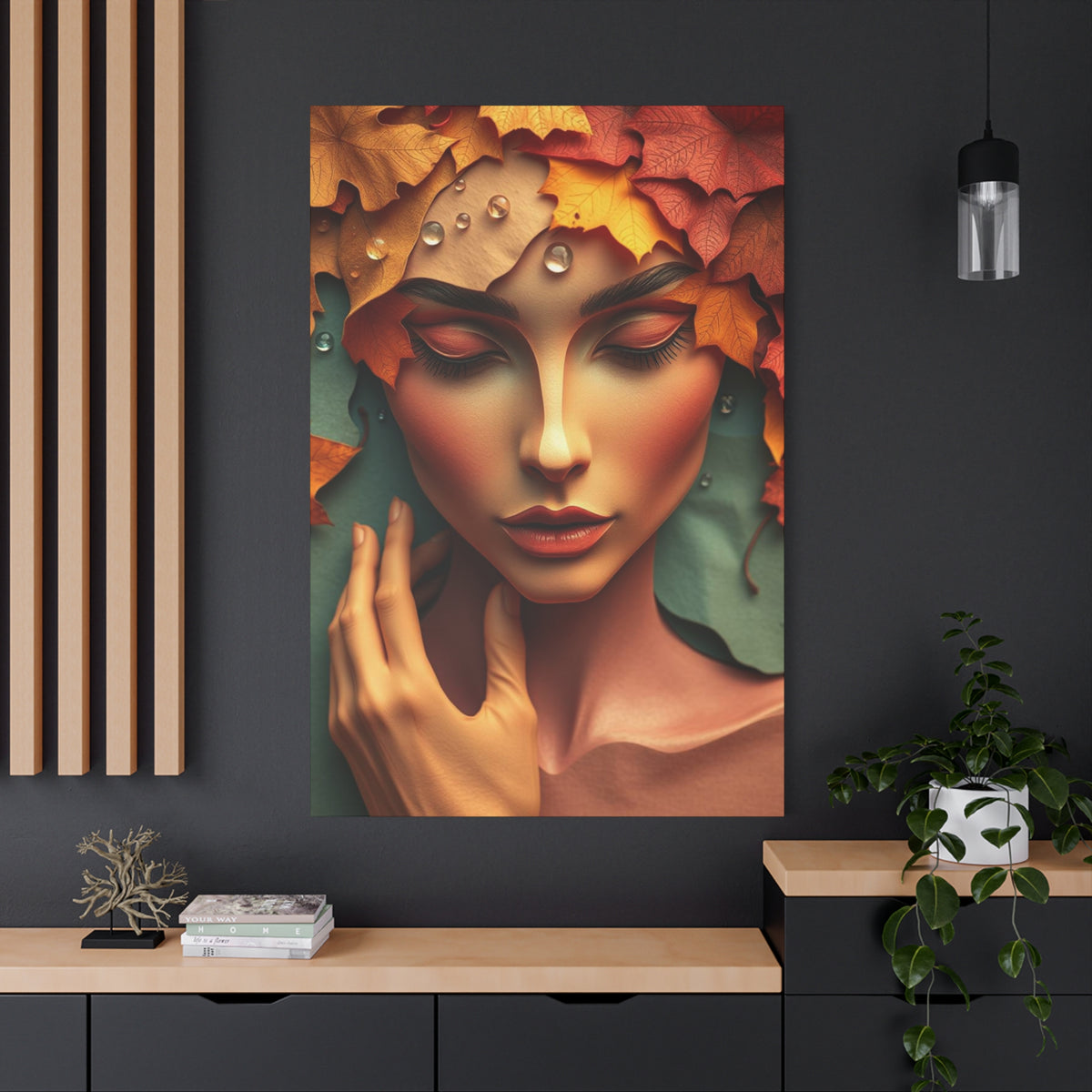 Women Face Poster in Layered Paper Aesthetic with Autumn Colors, Modern Aesthetic Wall Art, Home Decor Print, Canva Art Print, Office Decor